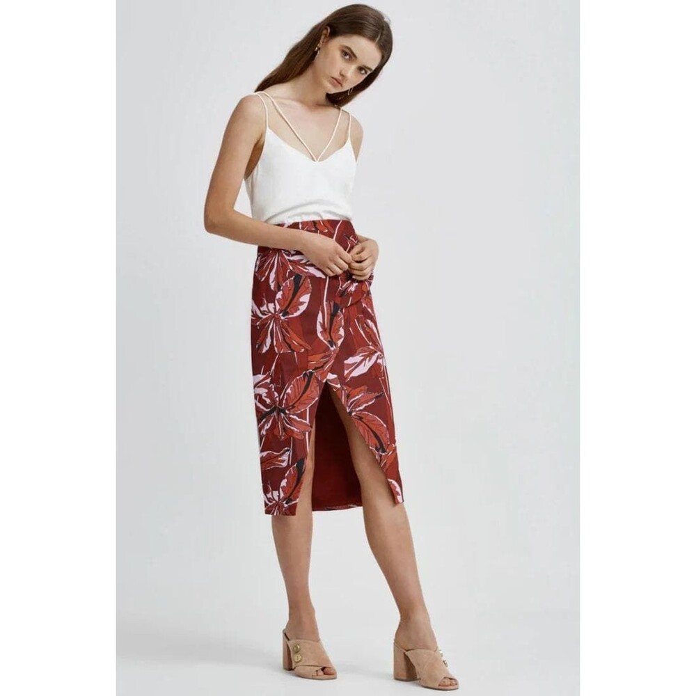 NWT C/MEO Collective Printed Wrap Midi Skirt - Picture 3 of 6